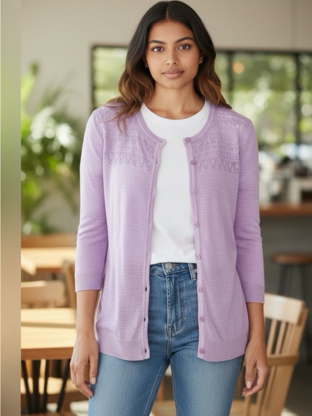🫶🏻 Christopher & Banks Lilac Knit Button-Up Cardigan Sweater